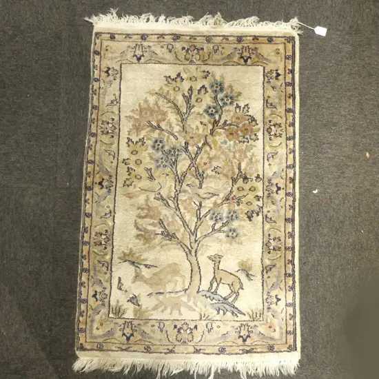 PERSIAN SILK RUG TREE OF LIFE L980 W620MM