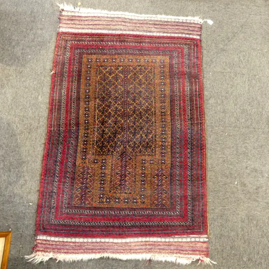 HAND KNOTTED ALL WOOL PRAYER RUG 1500x930mm overall