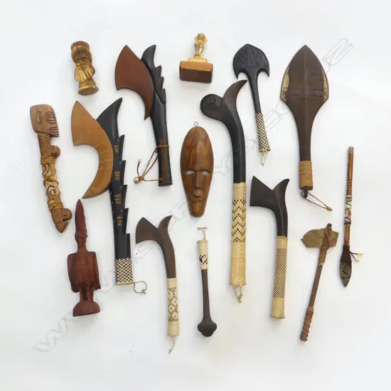 BOX OF SOUTH PACIFIC ISLAND CARVED PCS