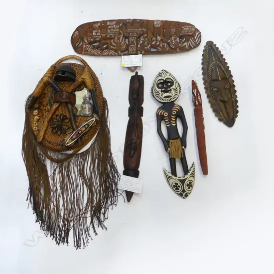 6PCS PNG WOOD CARVINGS INCLUDES SEPIC RIVER STORY BOARD L570MM