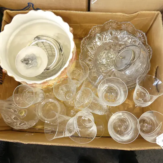 ASST. CRYSTAL; DECANTER, JARDINIERE ETC