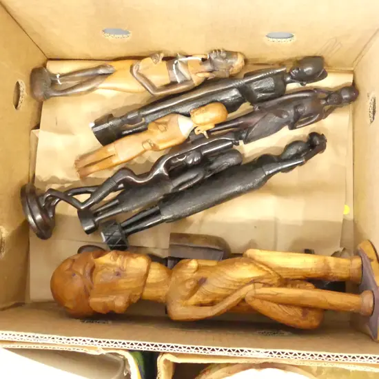 10 CARVED WOOD AFRICAN FIGURES TALLEST 420MM