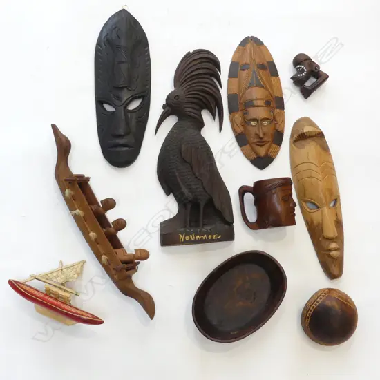 10PCS PACIFIC ISLAND WOOD CARVED PCS