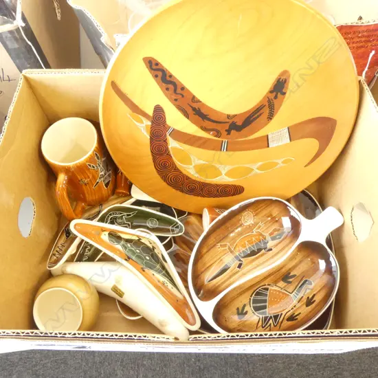 AUSTRALIAN STUDIO POTTERY + WOODEN PLATE 300mm dia