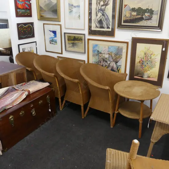 4 LUSTYS LLOYD LOOM CHAIRS & TABLE 615mm dia