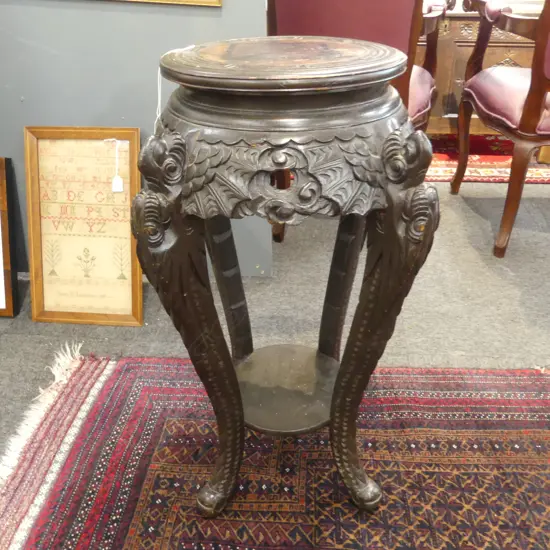 JAPANESE CARVED WOOD PLANTSTAND H710MM