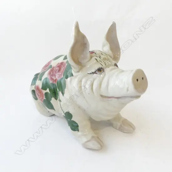 LATE 20thC PIG w. FLORAL DECORATION L.380mm