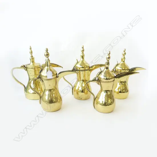 5 MIDDLE EASTERN BRASS JUGS H.310mm