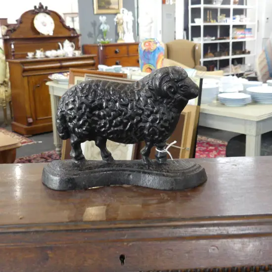 ANTIQUE CAST IRON SHEEP DOOR STOP H.160mm