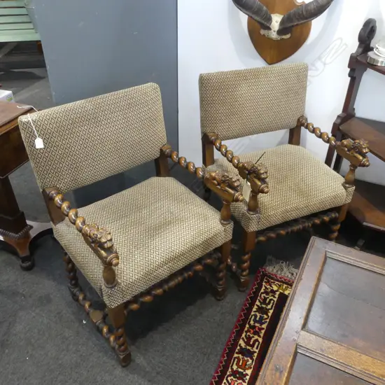 PR ARMCHAIRS w. BARLEY TWIST FRAMES