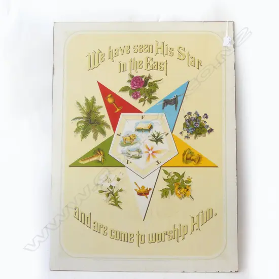 ANTIQUE RELIGIOUS STAR POSTER, PRINTED 1879 835x615mm
