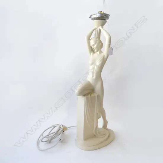 DECO STYLE WHITE RESIN NUDE FIGURE LAMP H.600mm