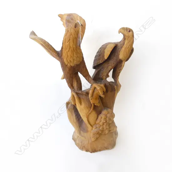2 CARVED WOODEN EAGLES H.740mm