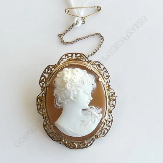 9ct GOLD FRAMED CAMEO BROOCH 12.8gms 
