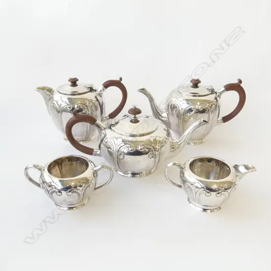 5PC SILVER PLATE TEA SET