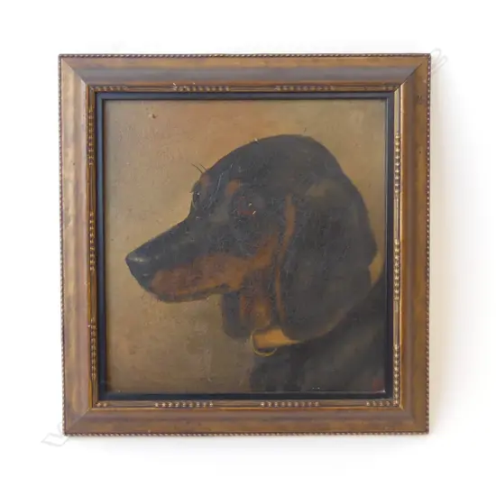 ARTIST UNKNOWN, VINTAGE DOG PORTRAIT, OIL ON BOARD 185x175mm