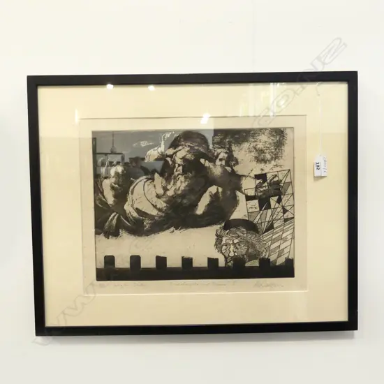 ROY DALGARNO 'MICHELANGELO AND FRANCIS III' INTAGLIO ETCHING AP 285x365mm