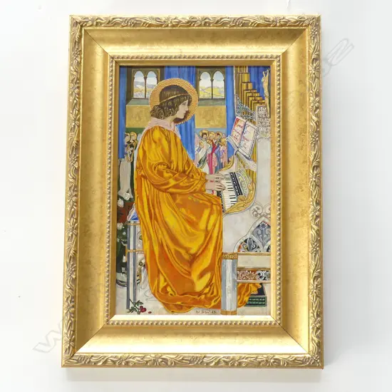 OIL ON BOARD SAINTLY ORGANIST SIGNED WENDY DAVIES H350 L260MM