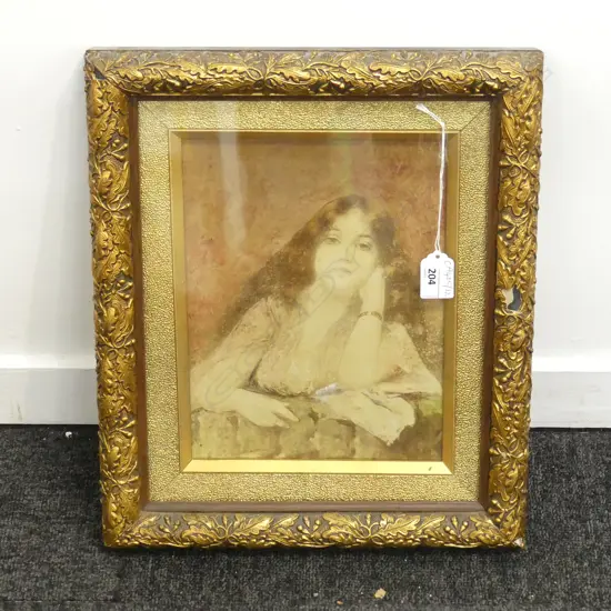 ARTIST UNKNOWN, PORTRAIT OF YOUNG WOMAN, 245x185mm FRAME A/F