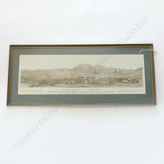 FRAMED PRINT N147 MAORI FEAST AT REMUERA H400 L940MM