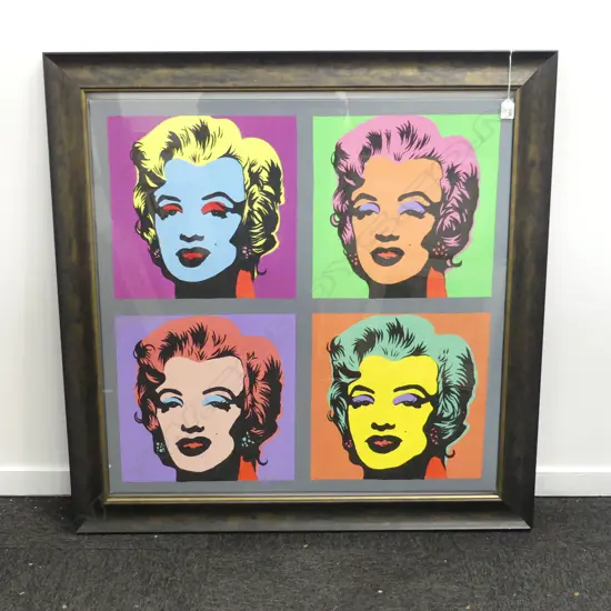 MARILYN MONROE OIL ON CANVAS FRAMED BEHIND GLASS 810X790MM
