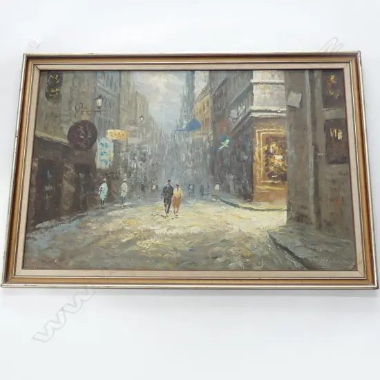 OIL PARIS STREET SCENE SIGNED CALLE H700 L990MM