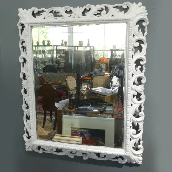 LG MIRROR; ANTIQUE WHITE PAINTED FRAME 1190x980mm