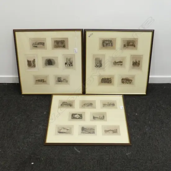 3 FRAMED ETCHINGS; EUROPEAN SCENES