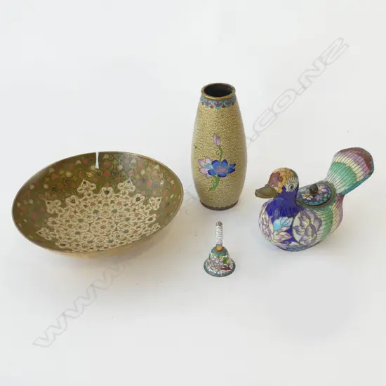 CLOISONNÉ VASE +DUCK + BOWL & BELL 60-190MM