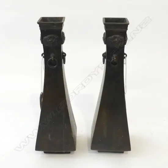 PR ANTIQUE ORIENTAL SIGNED BRONZE VASES H280MM
