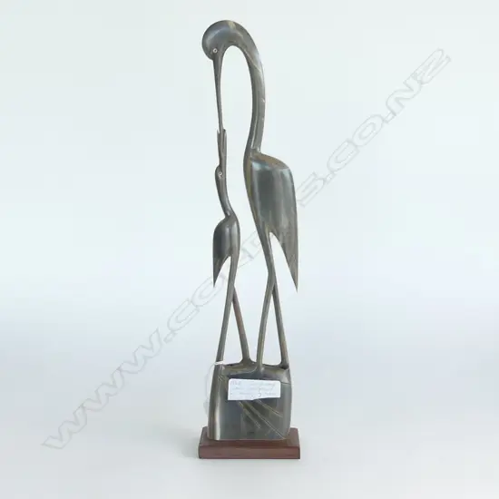 BUFFALO HORN BIRD FIGURE H400MM & CHINESE DRAGON WALL PLAQUE DIA300MM