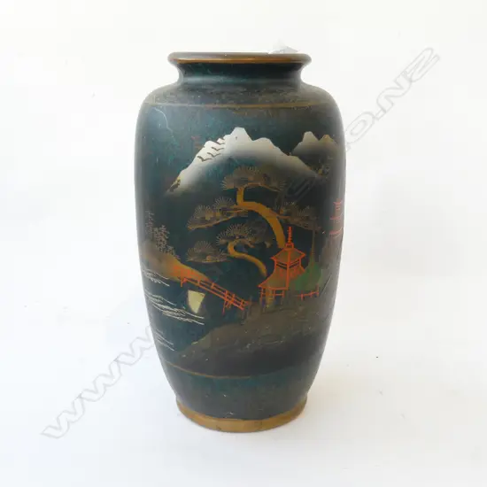 TALL JAPANESE SCENIC TERRACOTTA VASE H310MM
