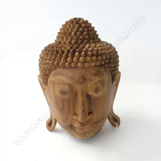 CARVED WOODEN BUDDHA HEAD H.210mm