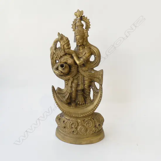INDIAN TALL BRONZE/BRASS? FIGURE GROUP OF 2 FEMALE GODDESSES H.515mm