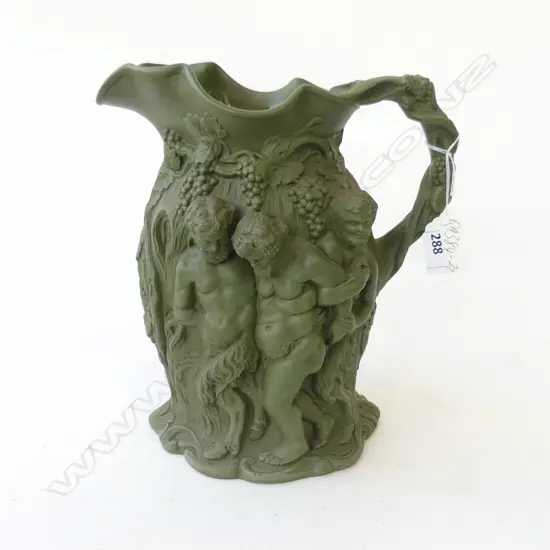 19thC MINTONS STONEWARE JUG w. BACCHUS THEMES H.230mm