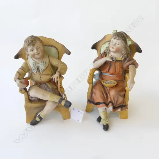 PR BISQUE CHINA SEATED FIGURES H180MM