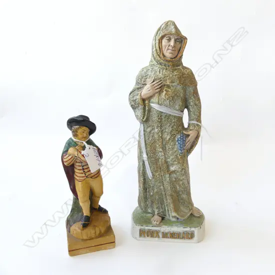 2 old figurines: VICTORIAN SOFT PASTE SAILOR + ITALIAN 1963 'MONK EKKEHARD' H.320mm