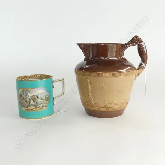 PRAT WARE MUG H90 &LAMBETH DOULTON HUNTING JUG H170MM
