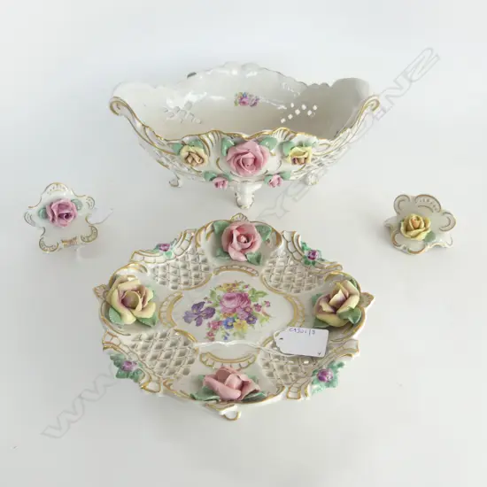 4 PCS GERMAN FLORAL CHINA  LARGEST L280MM