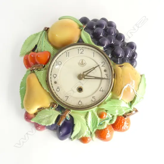 GERMAN CHINA FRUIT SALAD WALL CLOCK DIA290MM