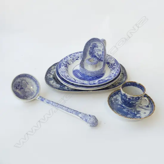 8 PCES B/W CHINA; ASHET 240x320mm AF, C/S, CAMBERSTICK, LADLE, 3 PLATES 255mm dia repairs