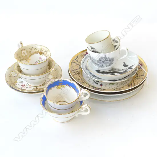 13 PCES ANTIQUE CHINA; C/S, PR GILDED PLATES 205mm dia