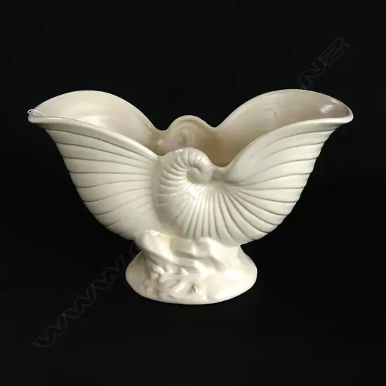 LARGE CROWN LYNN MOULDED NAUTILUS VASE, # .550 L.290mm