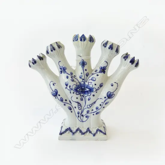 ANTIQUE PEARL WARE 5 STEM VASE C.1790 H.170mm REPAIRS