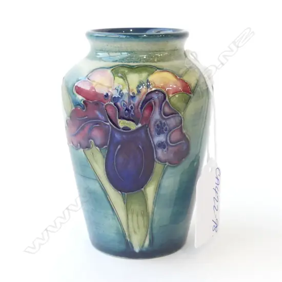 MOORCROFT SMALL ORCHID VASE paper label to base. H.93mm