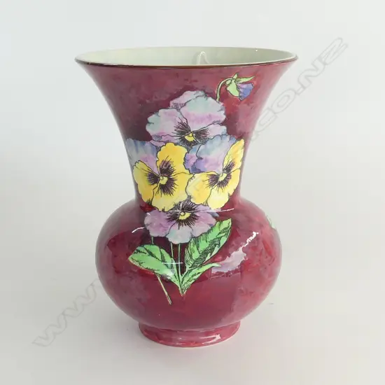 LARGE ROYAL DOULTON ' PANSY ' FLARED SHAPE VASE, #D.6402, 170 x 220mm