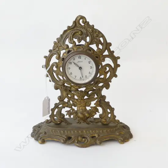 EDWARDIAN  GILT MANTLE CLOCK H220MM