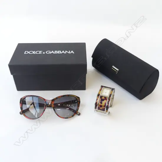 PR DOLCE & GABBANA SUNGLASSES, CASED & BOXED + LIEBE FAUX TORTOISESHELL BANGLE WATCH