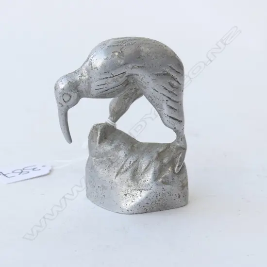 c1950 CAST ALUMINIUM KIWI ON ROCK H.95mm