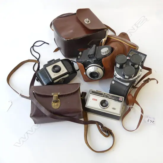 FOUR CAMERAS, ONE HOLIDAY BRAND MOVIE, KODAK BROWNIE, CLACK & INSTAMATIC